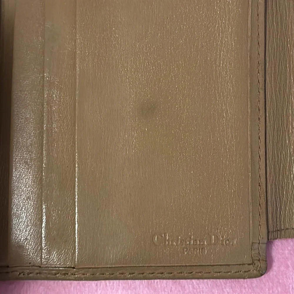 Christin Dior Tan Compact Wallet with wallet snap